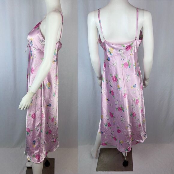 Secret Treasures Medium Pink Floral Sleeveless V-Neck Midi Nightgown Dress - Picture 5 of 8